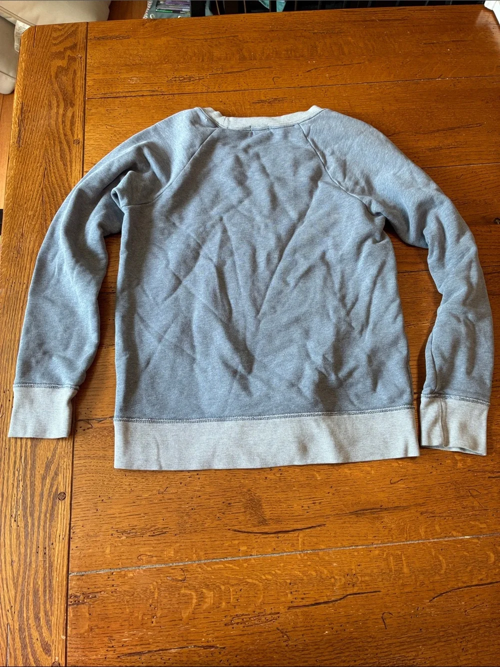 J. Crew Two-Tone Lightweight Crewneck Sweatshirt - Blue with Cream Trim